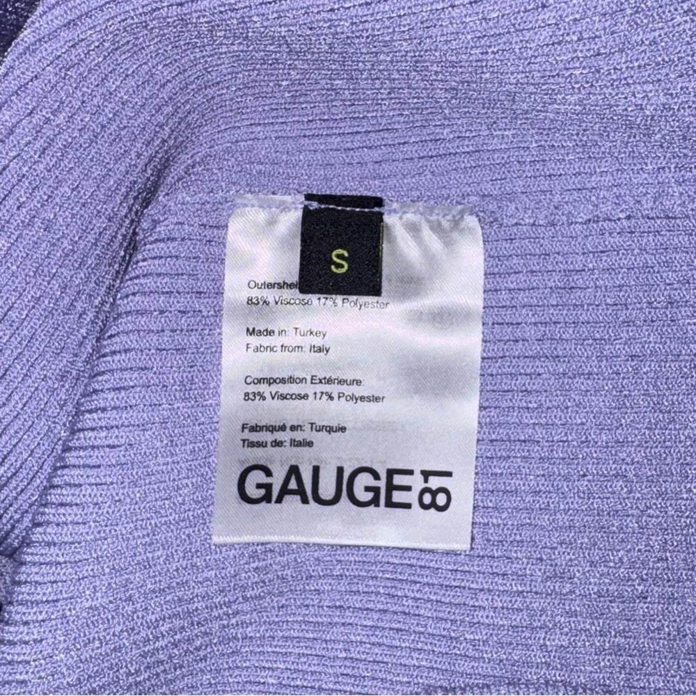 NWT Gauge81 Dress Baha Rib Knit Belted Stretch Long Sleeve Mini Purple Lilac New - Picture 7 of 16